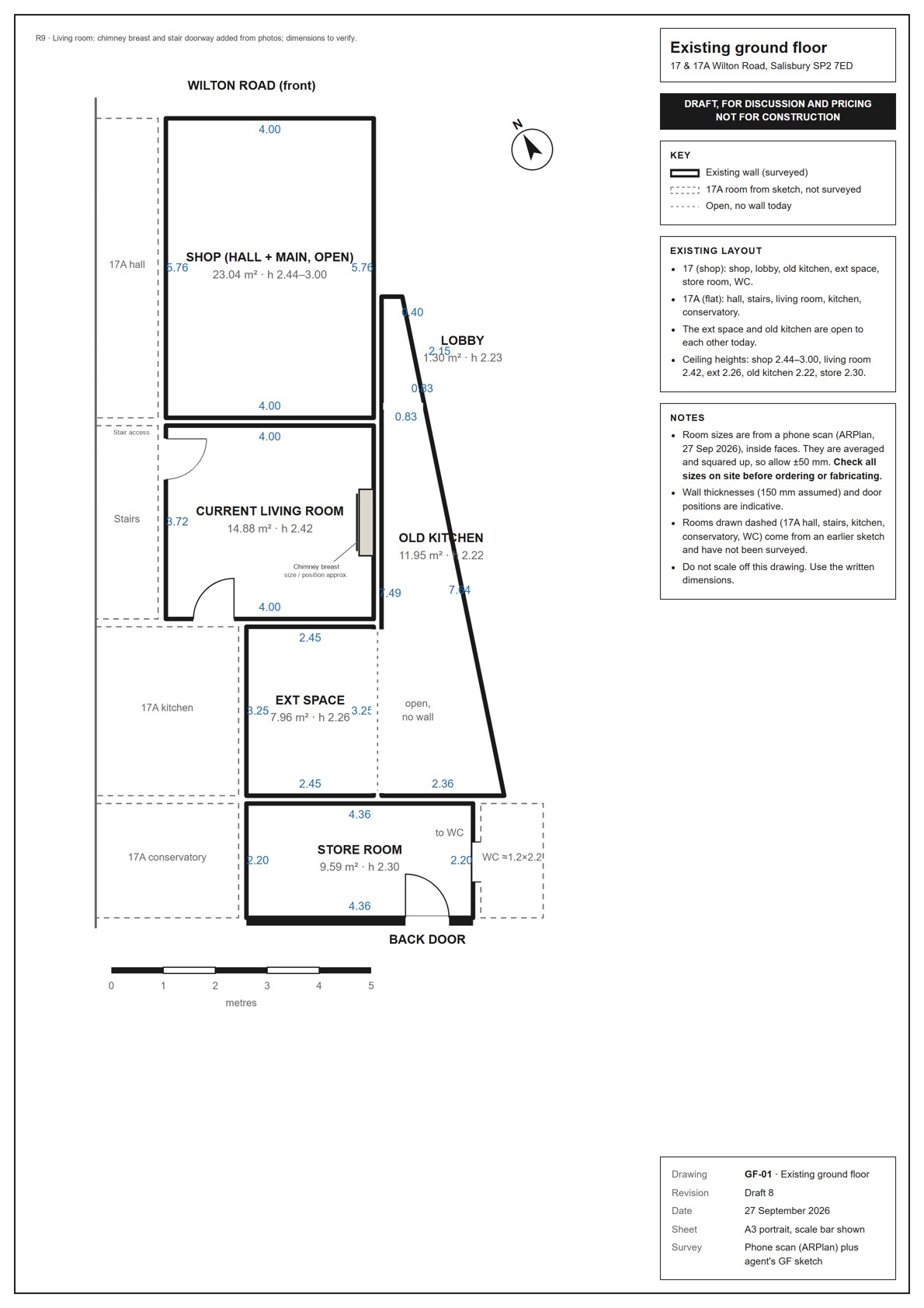 GF-01 existing ground floor plan