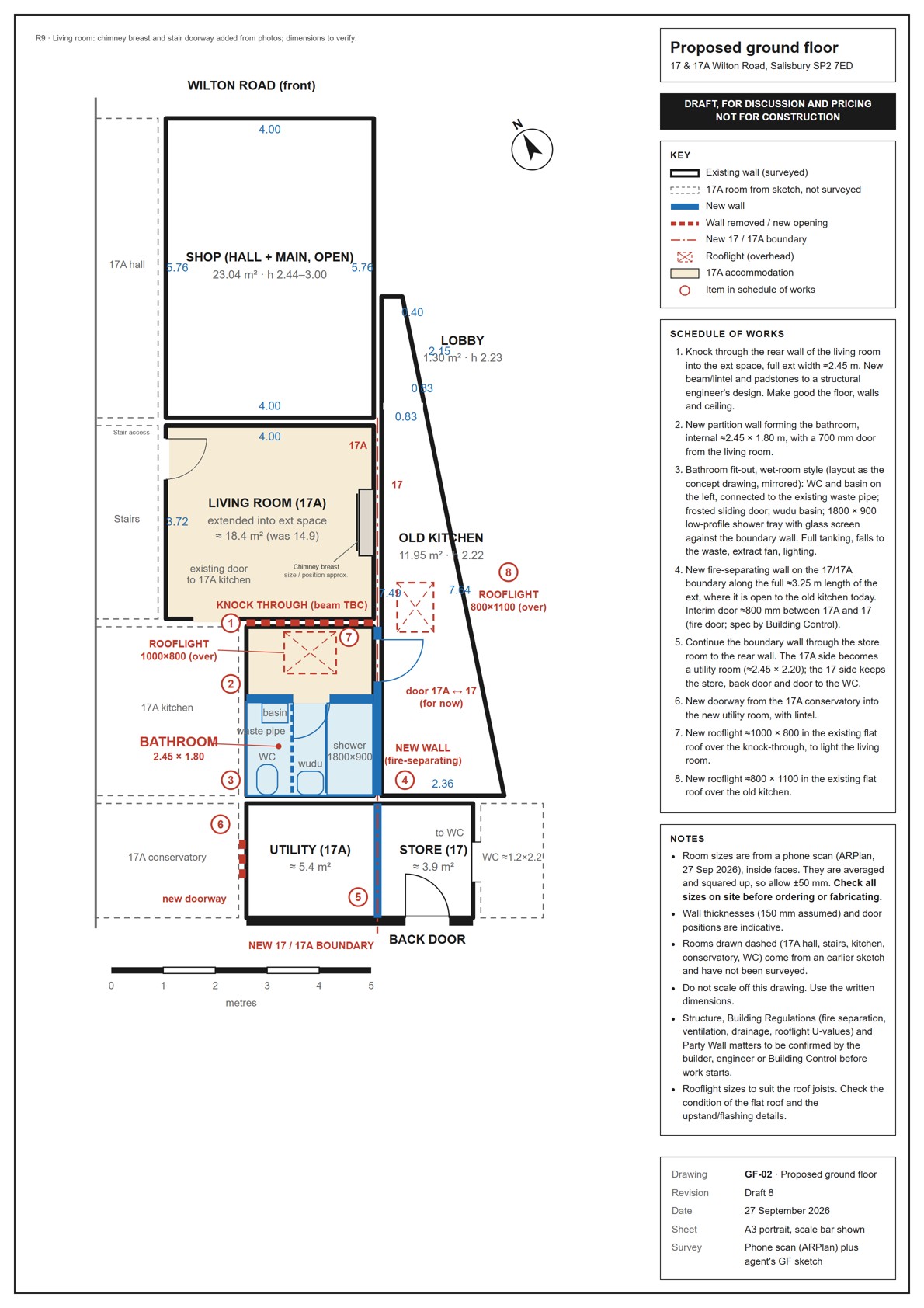 GF-02 proposed ground floor plan with numbered works